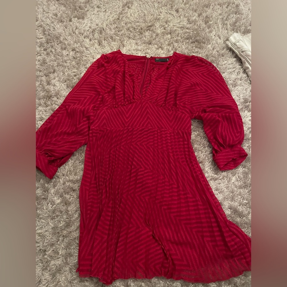 ASOS red dress. Worn once. Longsleeve. See through, comes with slip dress